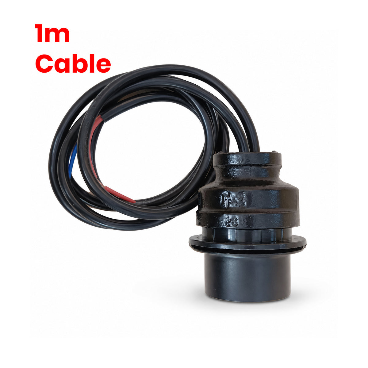 E27 Lamp Holder with 1M Black Cable – Silver or Black ~4055
