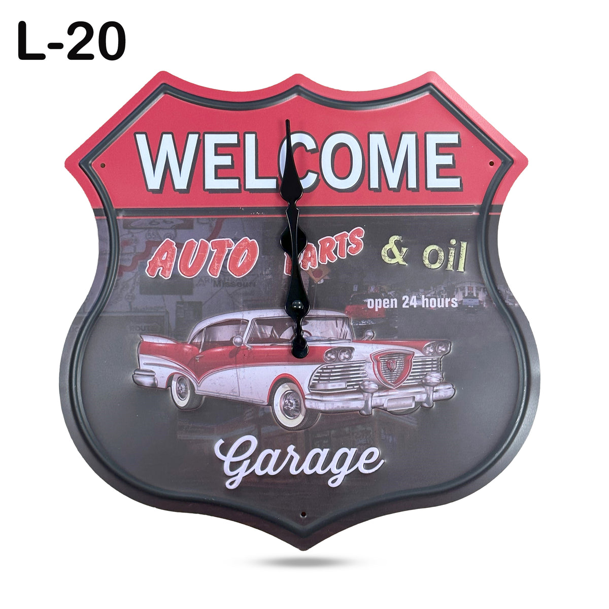 Metal Shield Wall Clock 11.5" Handmade Antique Vintage Retro Garage Man Cave ~4041