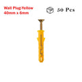 Yellow Plastic Wall Plugs 40mm x 6mm with Screws ~4062