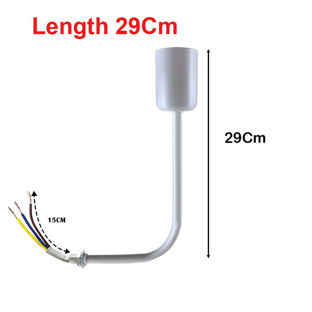 White E27 Lamp Holder Extension Bent Pipe 25cm or 29cm~4068