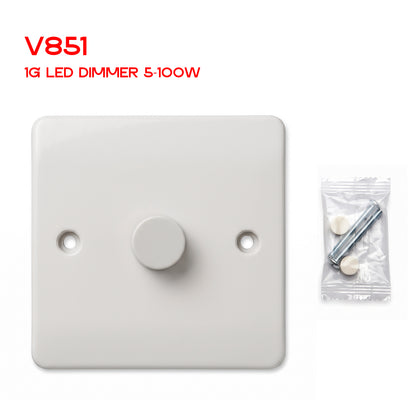 White Electrical Switches – LED Dimmer & Fan Isolator~4084