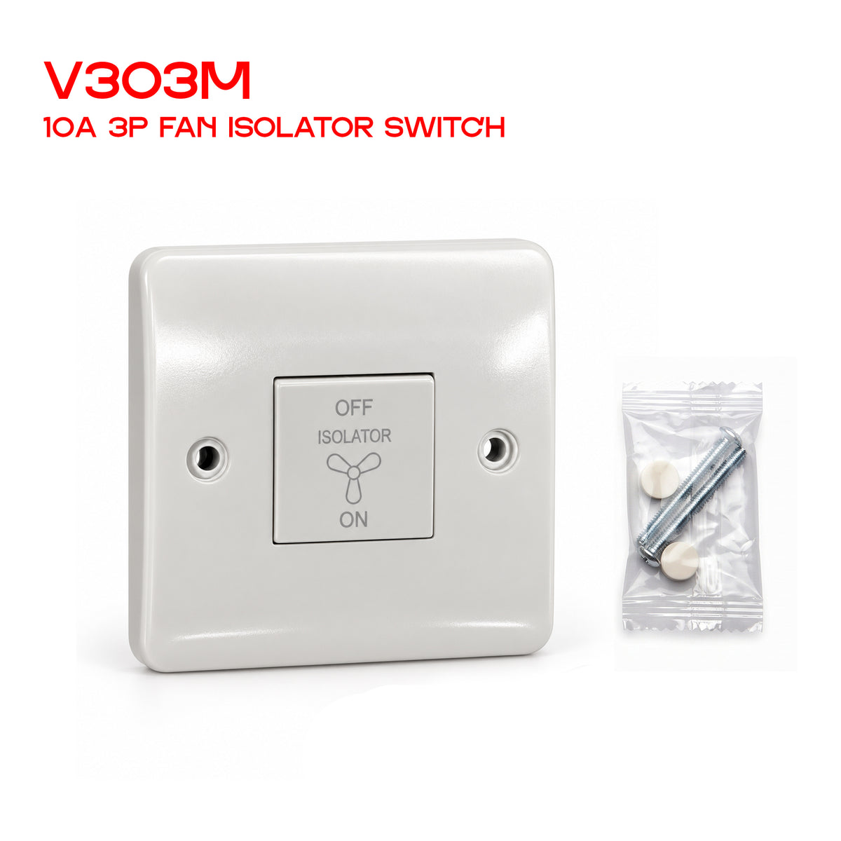 White Electrical Switches – LED Dimmer & Fan Isolator~4084