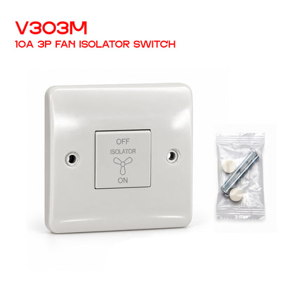 White Electrical Switches – LED Dimmer & Fan Isolator~4084