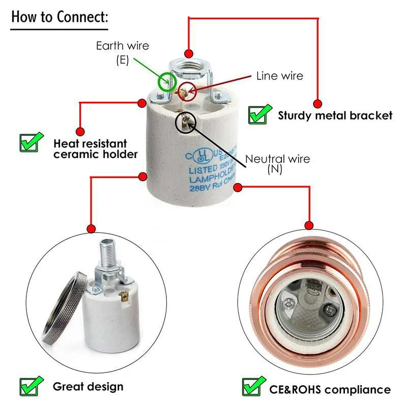 Metal Bulb Socket Lamp Holder Lamp Shades Industrial Edison E27 ~3283
