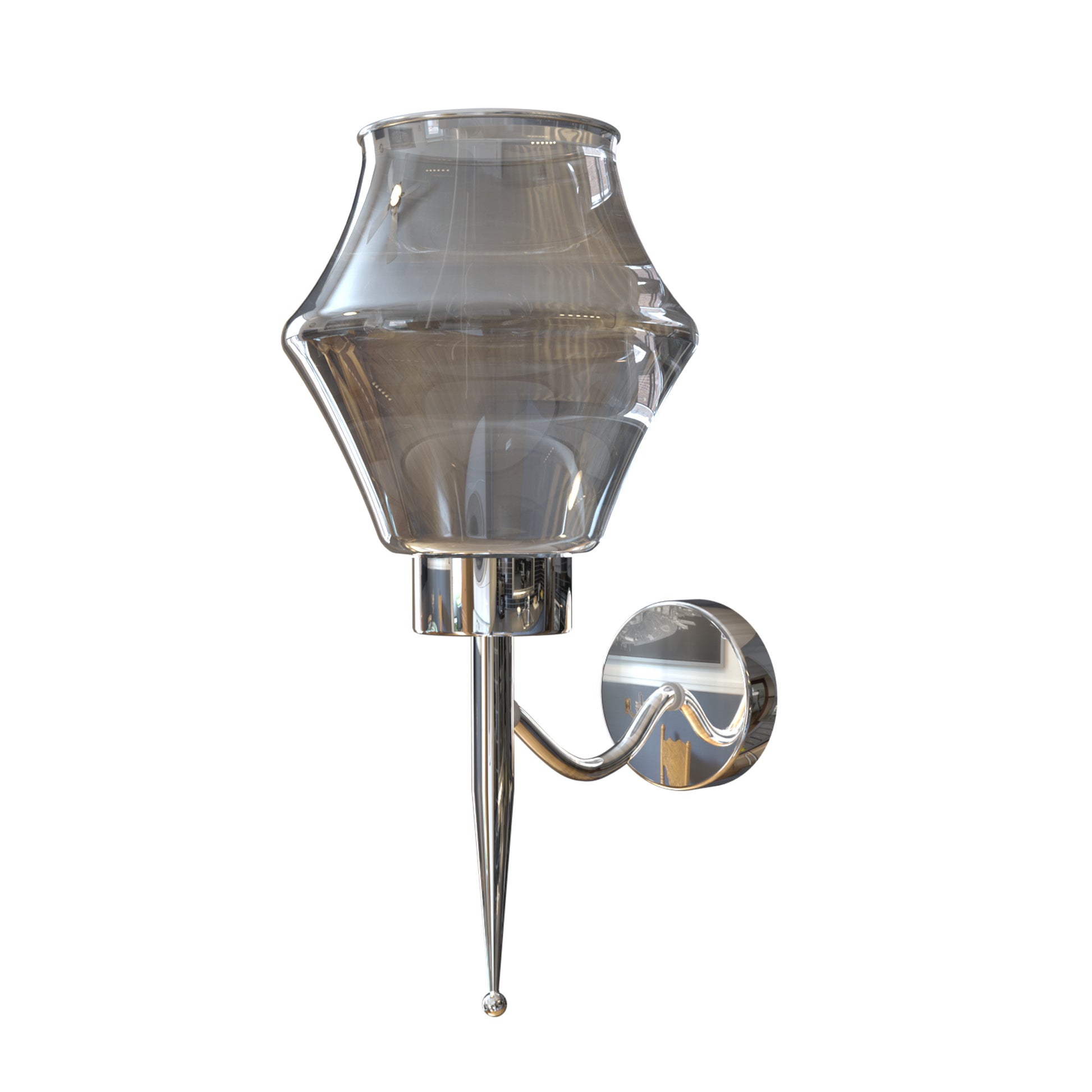 Modern Wall Light with Smoked Glass, Chrome Plate - Ideal for Indoor Use, Living Rooms, Bedrooms, Restaurants, & Cafés