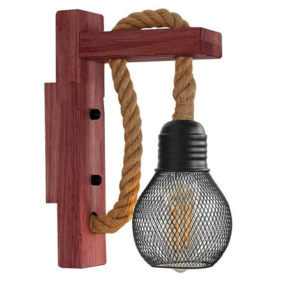 Rectangle design wooden hemp wall lamp