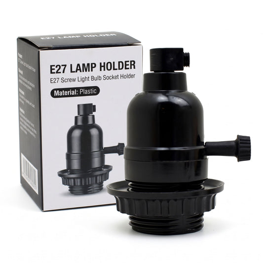 E27 Bakelite Black Switched Lamp Holder~1181 - Vintagelite