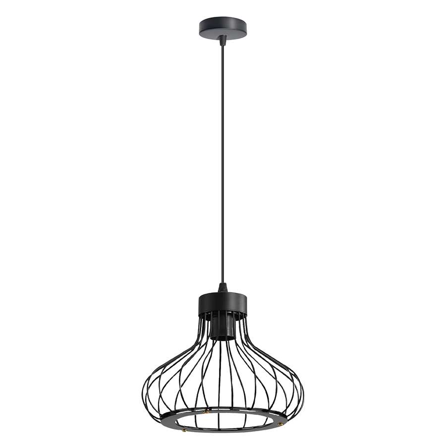 Black Cage-shaped chandelier Hanging Metal Pendant Light