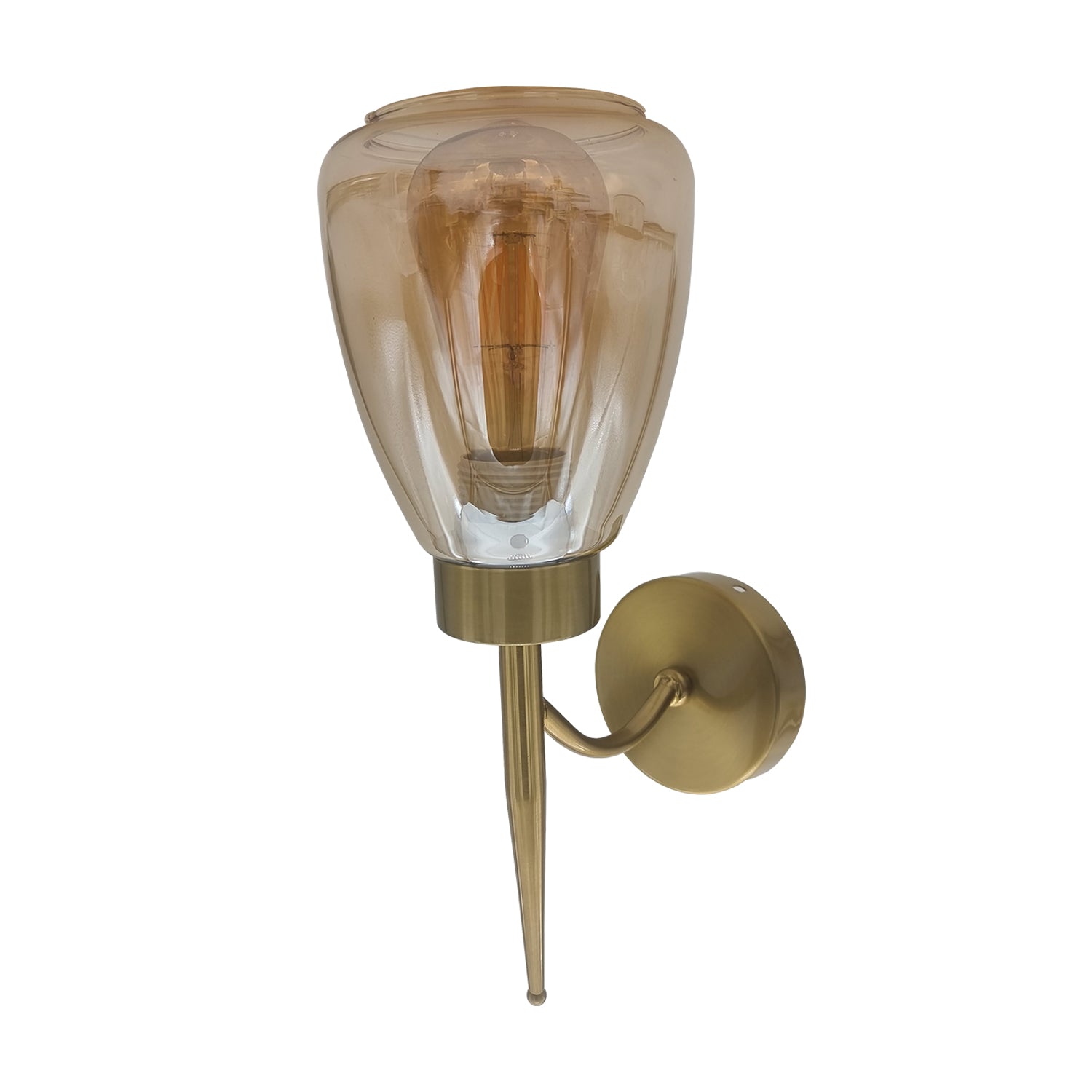 Amber Glass Wall Sconce with Copper Plated Finish – Perfect Illumination for Living Rooms, Bedside Reading, Stairs, Offices& Bars