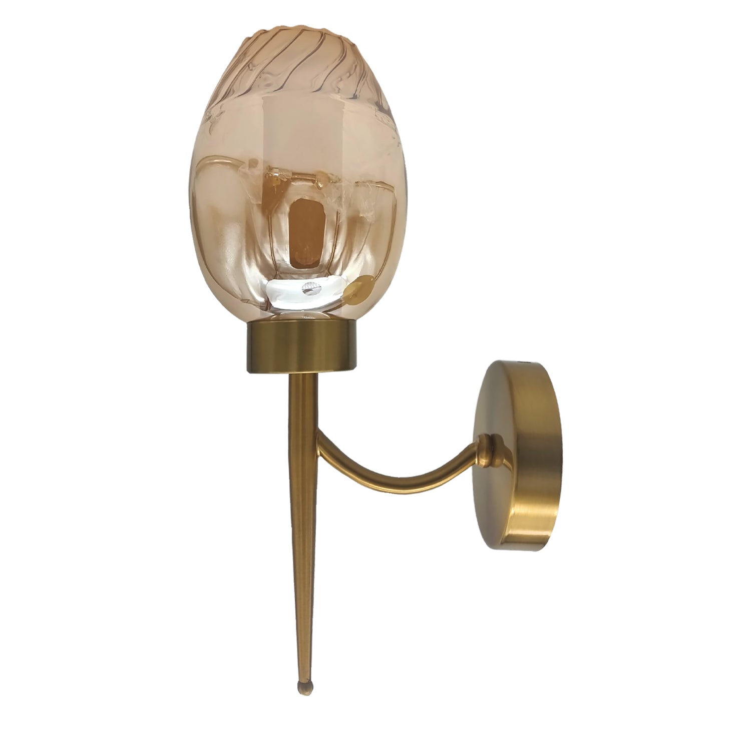 Modern Wall Light with Amber Glass Lampshade & Copper Plate for  Living Rooms, Bedside Reading&Bars
