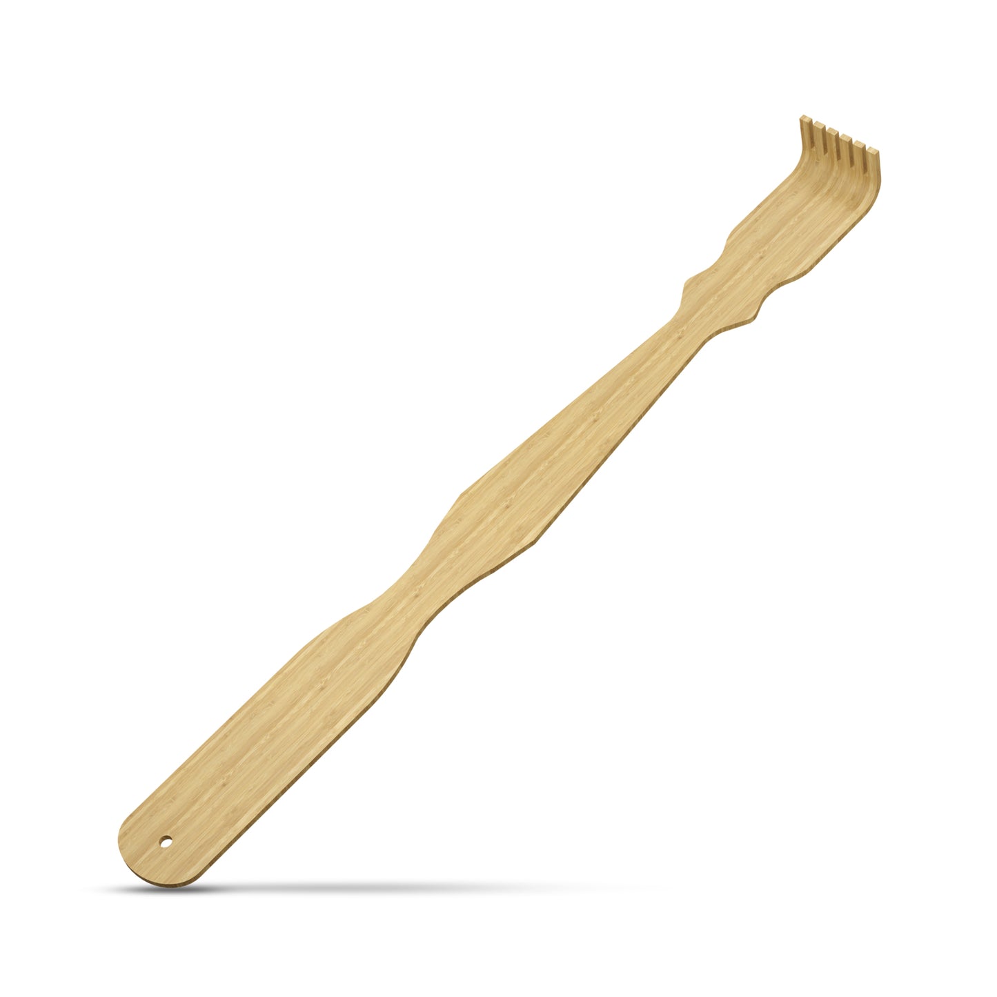 Bamboo Finger Design Back Scratcher Aid Stick Double Roller Stick ~3662