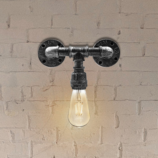 Vintage E27 Waterpipe Steampunk Wall Light Black Wall Sconce - Application Image 1