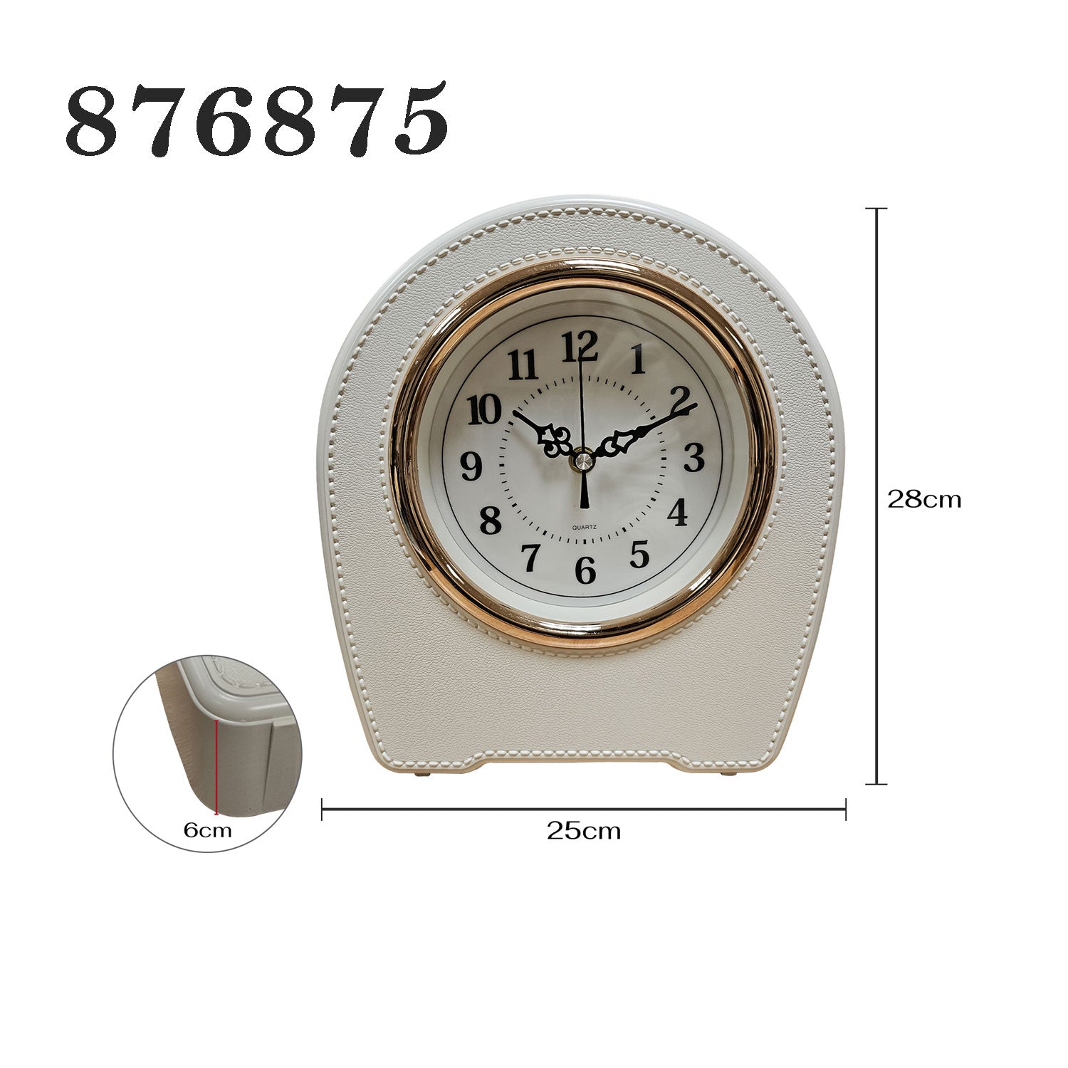 Leather Mantel Battery Operated Silent Table Clock -Size image