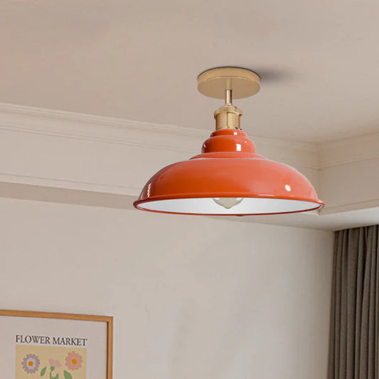 Industrial Vintage Retro Flush Mount Orange Shade Ceiling Light