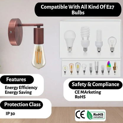 Modern Wall Sconce With e27 Lamp Holder -Living Room~2596