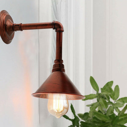 Vintage Cone-Shaped Pipe Wall Sconce Metal Shades Retro Pipe Lamp-Application image