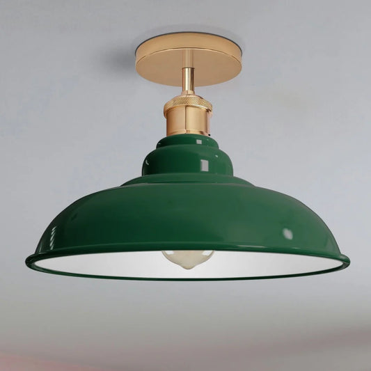 Industrial Vintage Retro Flush Mount Green Shade Ceiling Light