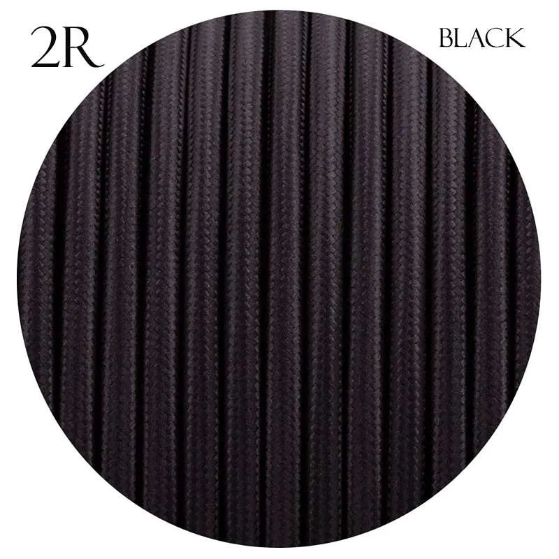 Black Vintage Fabric Round 2 Core Italian Braided electric lighting cable 
