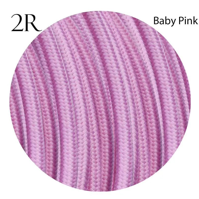  Pink Fabric 2 Core Round Italian Braided Cable 0.75mm