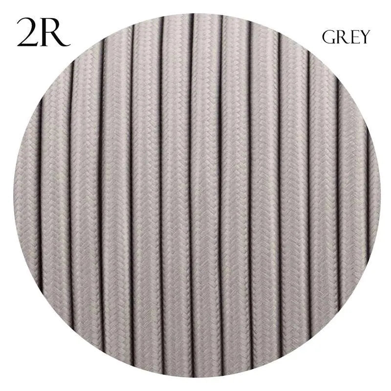 Grey Fabric 2 Core Round Italian Braided Cable 0.75mm