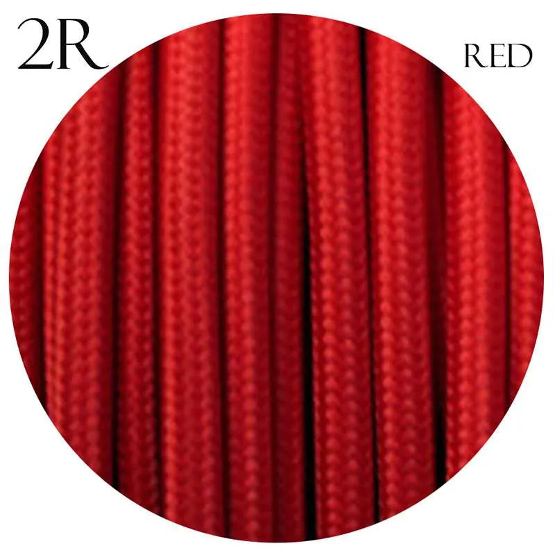 Vintage Red Fabric 2 Core Round Italian Braided Cable 0.75mm