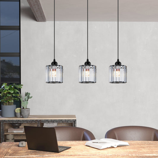 3 head linear pendant light with rectangle clear crystal shade - Application
