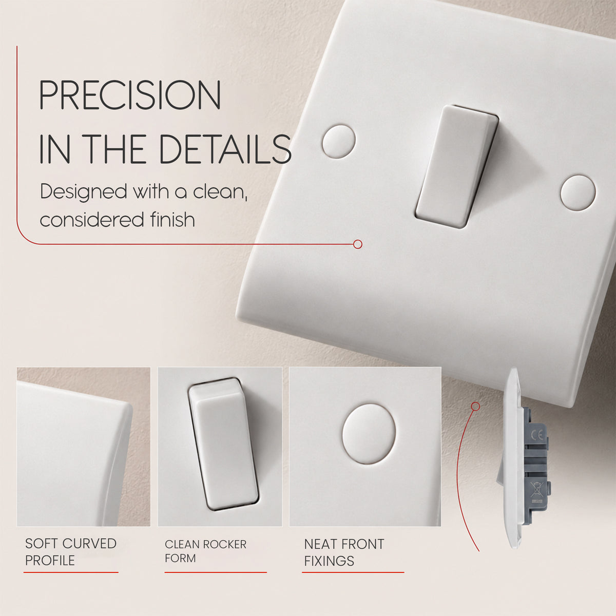 1, 2 & 3 Gang 2 Way White Light Switches 250V AC~4035