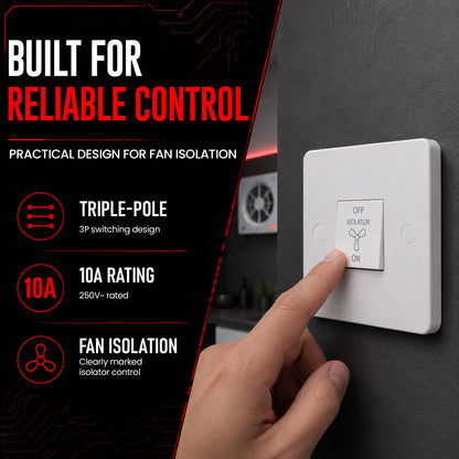 White Electrical Switches – LED Dimmer & Fan Isolator~4084