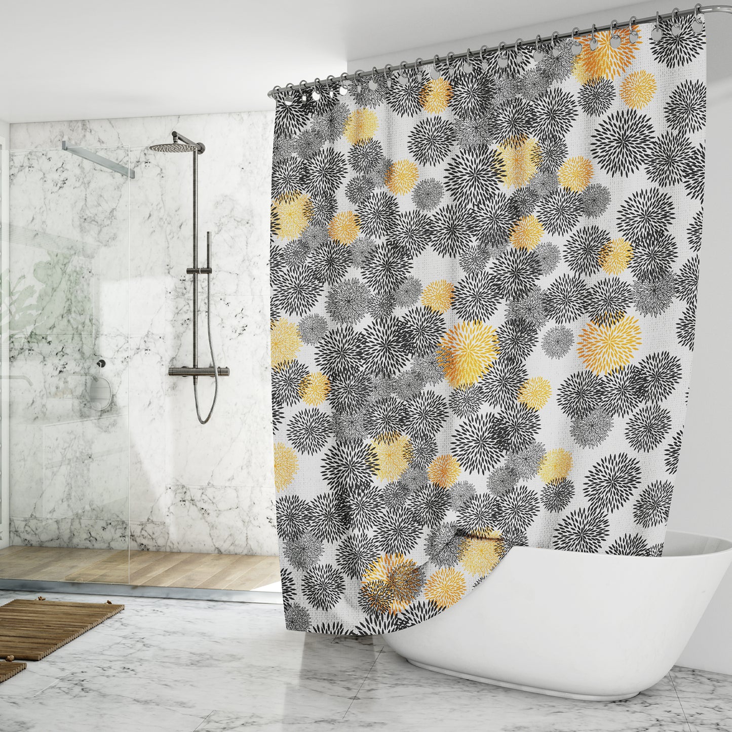 Print Solid Shower Curtain