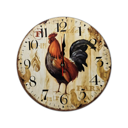 Farmhouse Rooster Wall Clock Battery Operated~3482