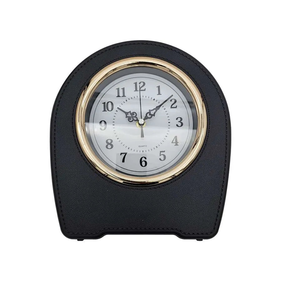 Leather Mantel Battery Operated Silent Table Clock -Main image