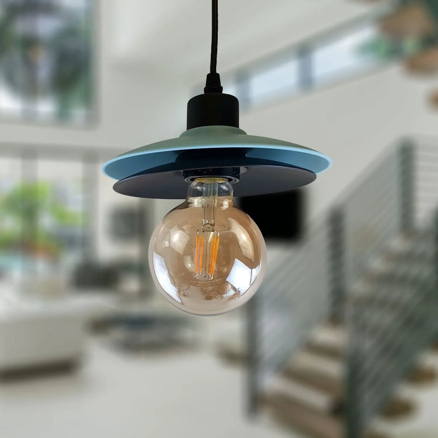 Modern Double shade 2Pack Black And Blue Shade Pendant Light-Application Image