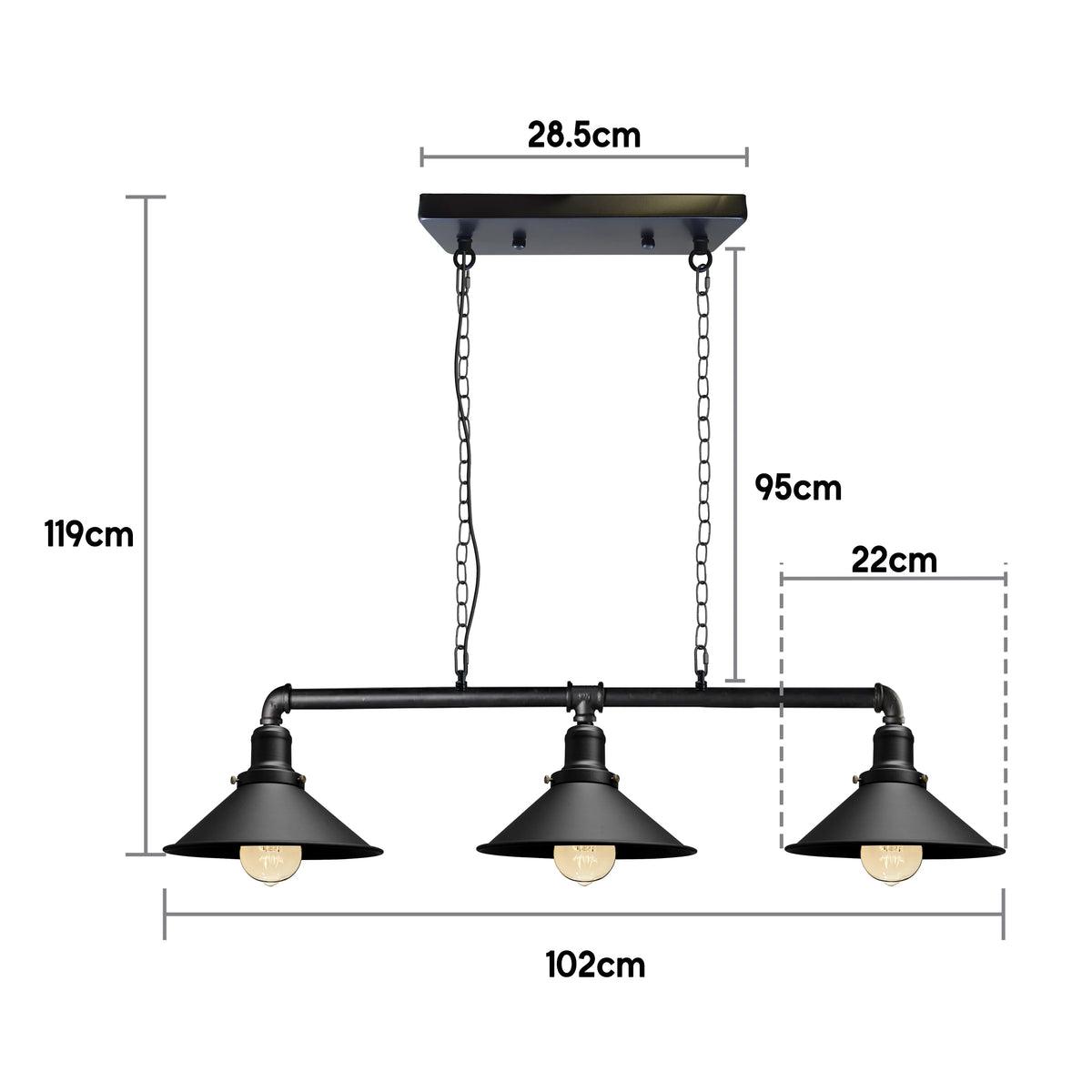 3-light steampunk ceiling fixture