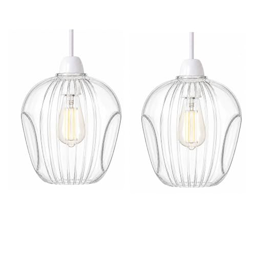 2Pack Glass Lamp Shade E27 Easy Fit Ceiling Pendant~4111