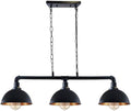 3 Head Water Pipe Ceiling Pendant Light With Black Dome Shade~2611