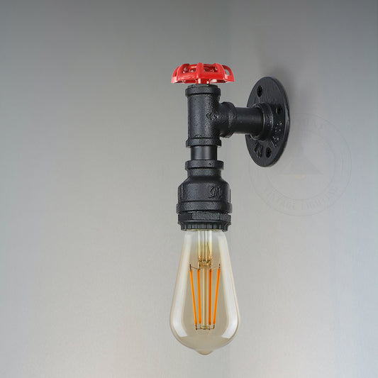 Vintage Industrial Waterpipe Wall Sconce with Metal E27 Holder-Application image