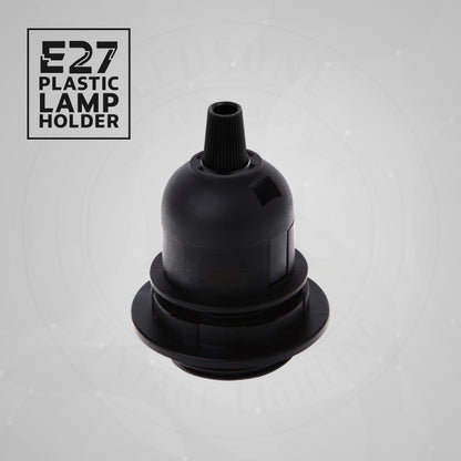 Edison E27 Black Lamp Pendant Bulb Holder with Shade Ring & Cord Grip~1391