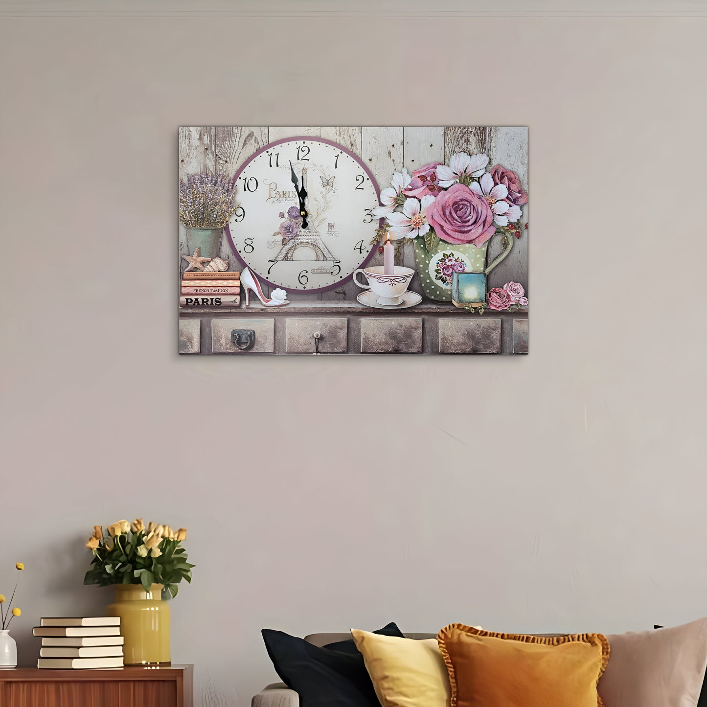 Shabby Chic Floral Wall Clock