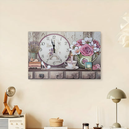 Floral Vintage Style Art Painting Wall Clock