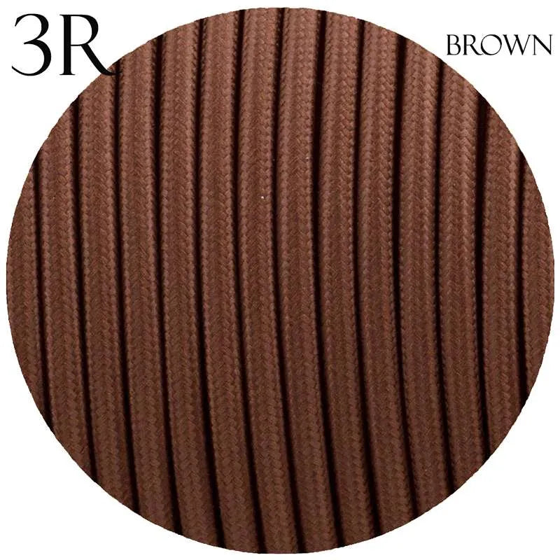 Brown Vintage Fabric Round 3 core Italian Braided Cable
