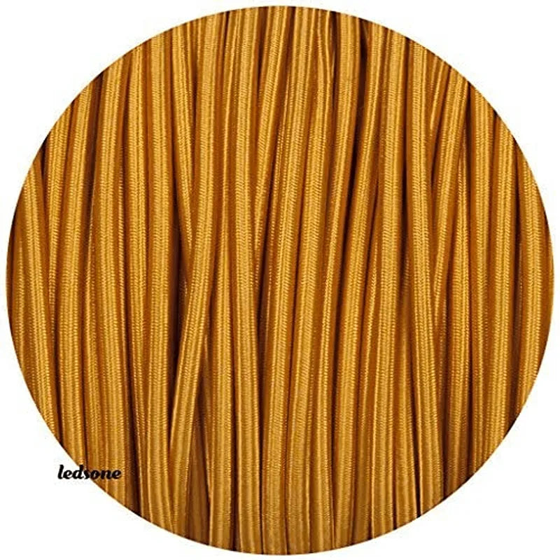 Gold Vintage Fabric Round 3 core Italian Braided Cable