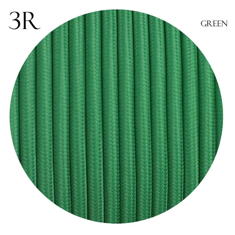 Green Vintage Fabric Round 3 core Italian Braided Cable