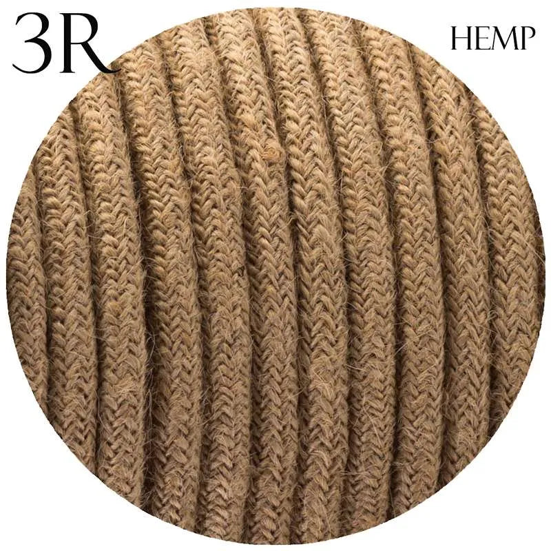 Vintage Hemp 3 Core Round Italian Braided Fabric Lighting Cable 0.75mm~1110