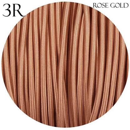 Vintage Rose Gold Fabric 3 Core Round Italian Braided Cable 0.75mm