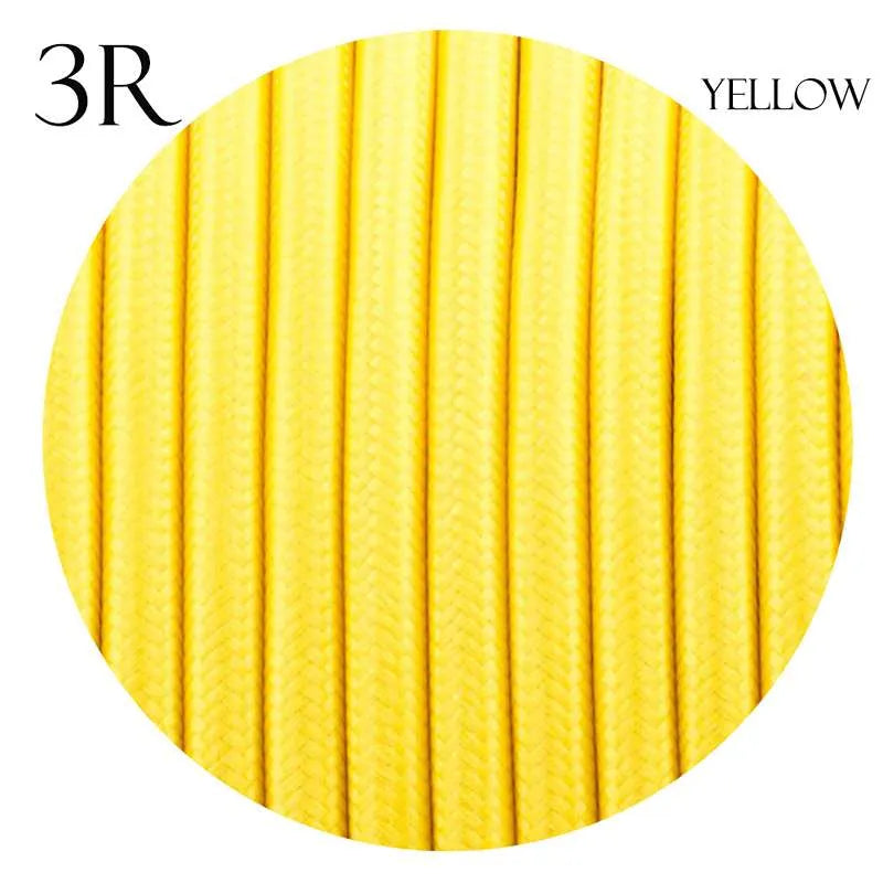 Vintage Yellow Fabric 3 Core Round Italian Braided Cable 0.75mm