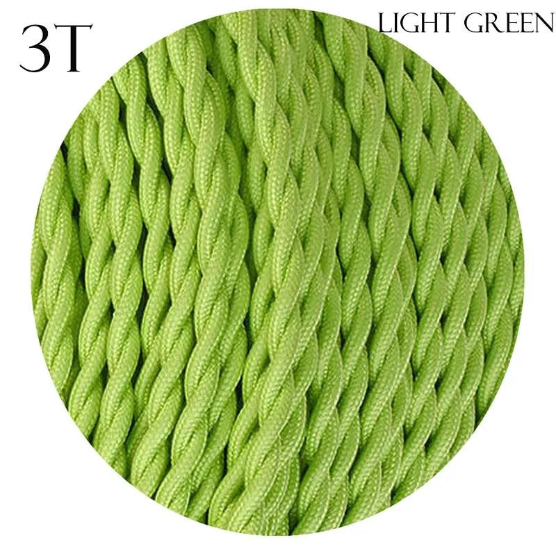 Light Green Twisted Vintage fabric Cable Flex0.75mm 3 Core