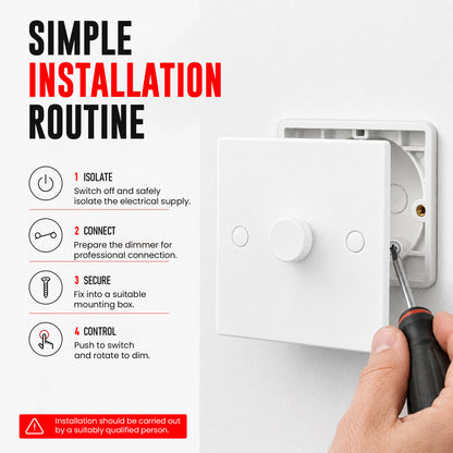 White Electrical Switches – LED Dimmer & Fan Isolator~4084