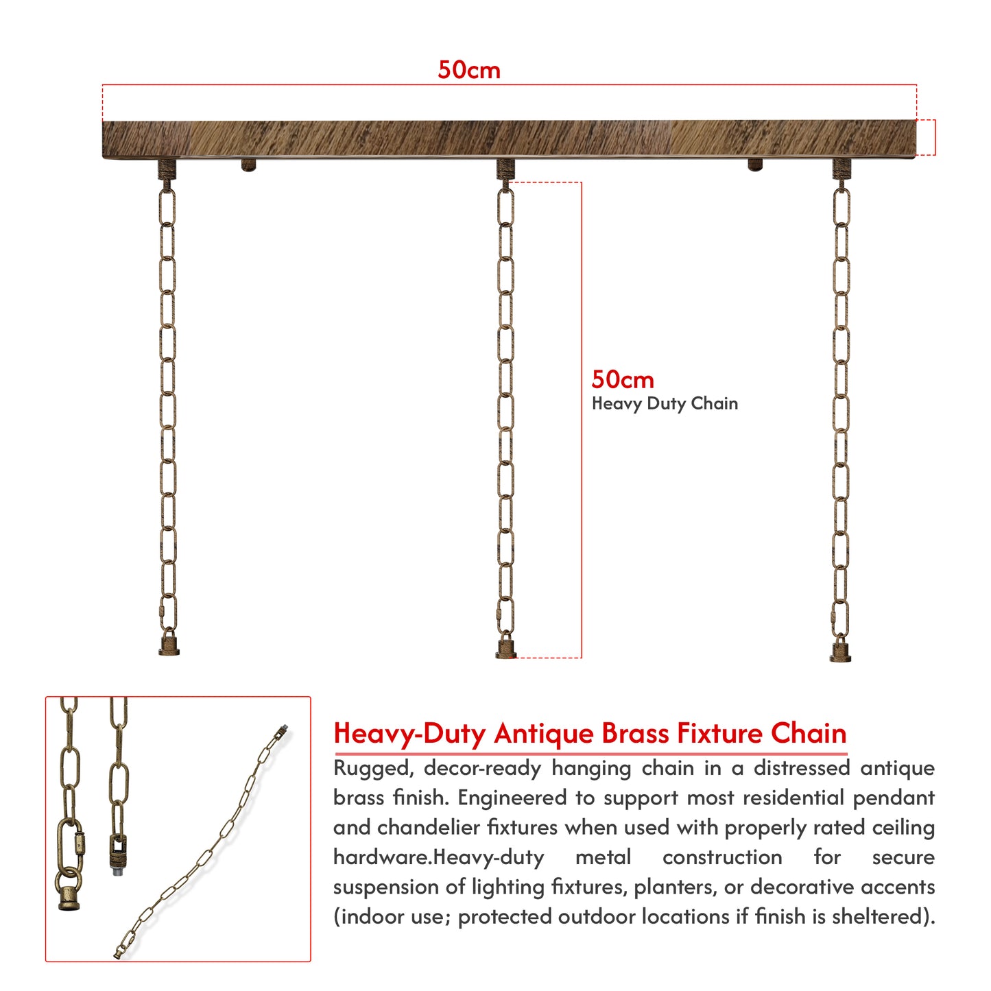 3 Outlet Ceiling Rose Pendant Lighting Fixture 50cm x 6cm Metal Fitting ~1195 - Vintagelite