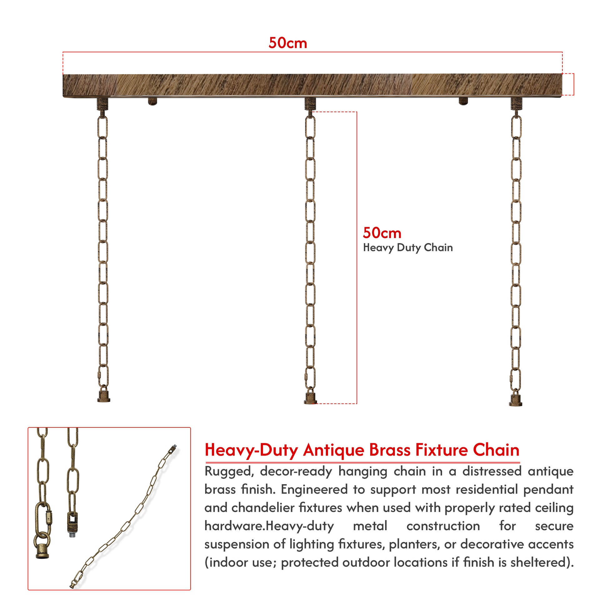 3 Outlet Ceiling Rose Pendant Lighting Fixture 50cm x 6cm Metal Fitting ~1195 - Vintagelite