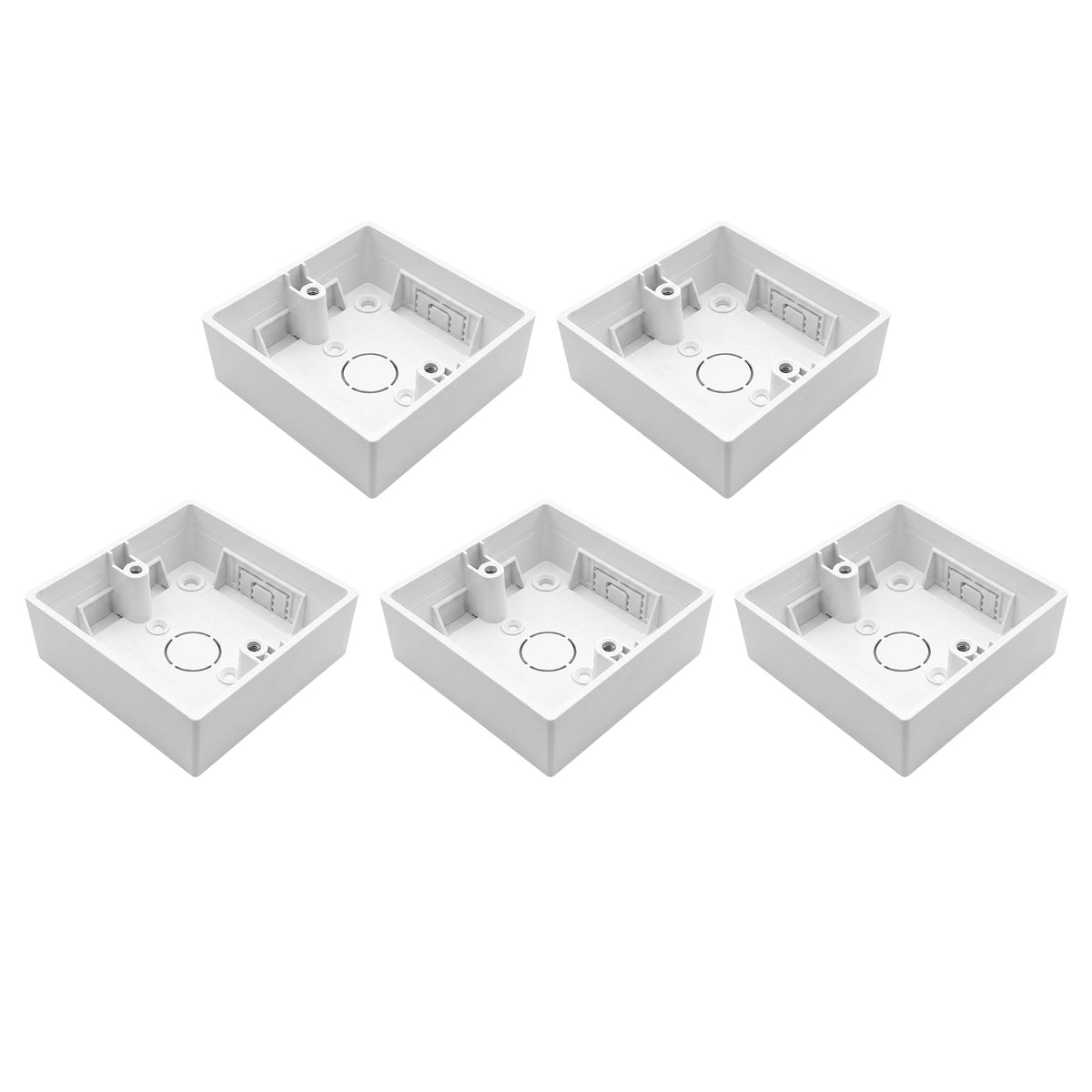 5 x 1 Gang Surface Pattress Box 86 x 86 x 35mm – White PVC Back Box~4215